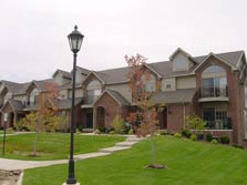 brick built brownstone-style units