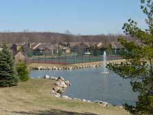 beautiful fountains & tennis court