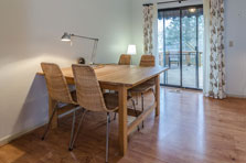 dining room with doorwall to deck