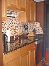 granite counters & maple cabinets