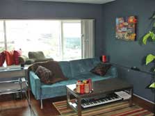 living room with downtown views