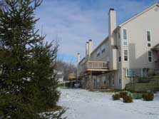 balconies overlook common areas