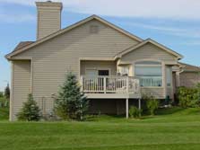 decks overlook landscaped areas